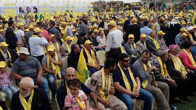 Crowds of Hezbollah supporters gather to hear Nasrallah's remarks