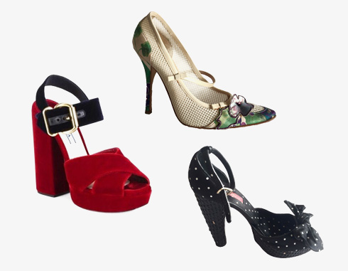 נעליים מקטגוריית פלטינום, של המותגים רוברטו קוואלי, פראדה ובטסי ג'ונסון (צילום: באדיבות shoebank.shoes)