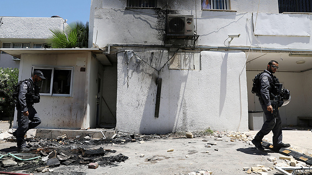Destruction at the Kafr Qassim police station the day after the rioting (Photo: Reuters)