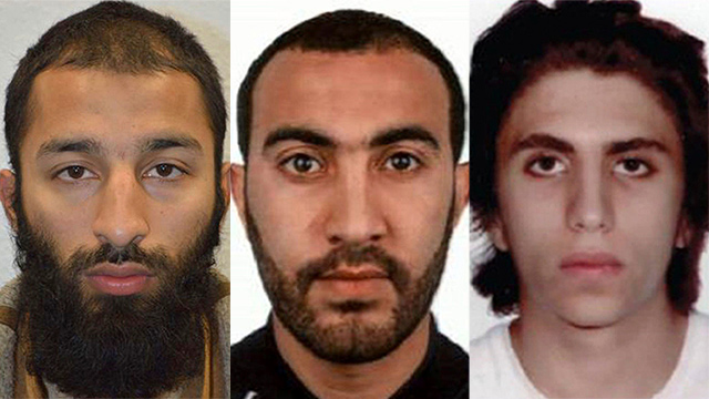 Attackers Youssef Zaghba, Khuram Butt and Youssef Zaghba (Photo: AP)