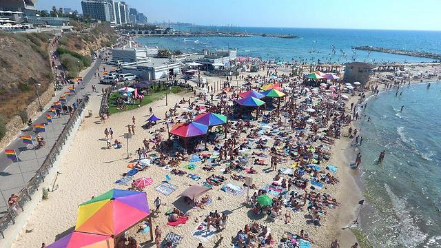 התיירים נוהרים לחופים: חוף הילטון, ת"א (באדיבות עיריית תל אביב) (באדיבות עיריית תל אביב)