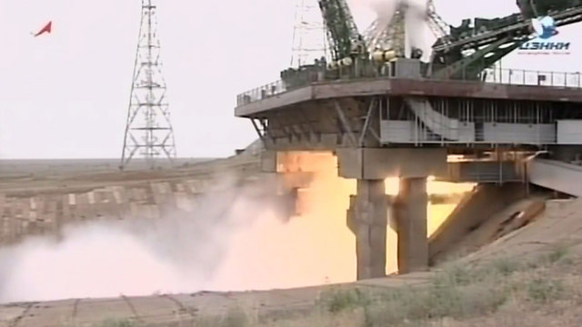 Запуск ракеты с космодрома "Байконур"