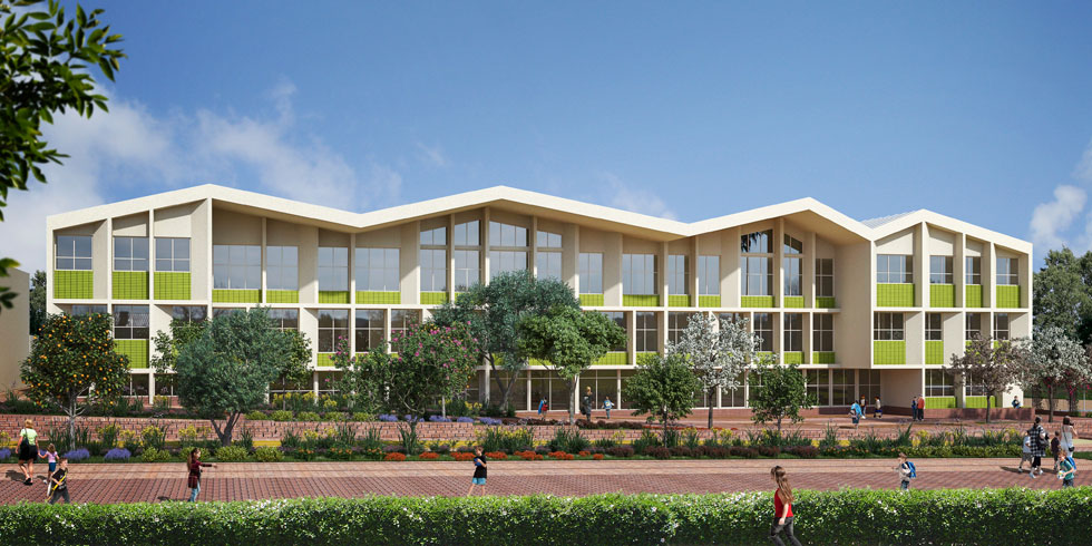 בית הספר "חביב" העתידי, שיחל לפעול ב-2018. את ההשראה לעיצובו קיבלו האדריכלים "אפרת-קובלסקי" ממבנה היקב הישן ברחוב הכרמל. אך שלא כמו ביקב, בבית הספר נפתחו חלונות גדולים, ותחתיו יקום, כבר בשלב א' של הפרויקט, גם חניון  (הדמיה: אפרת-קובלסקי אדריכלים בשיתוף אדר' דן חסון)