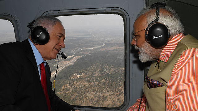 Prime Minister Netanyahu with Indian Prime Minister Modi (Photo: Kobi Gideon/GPO)