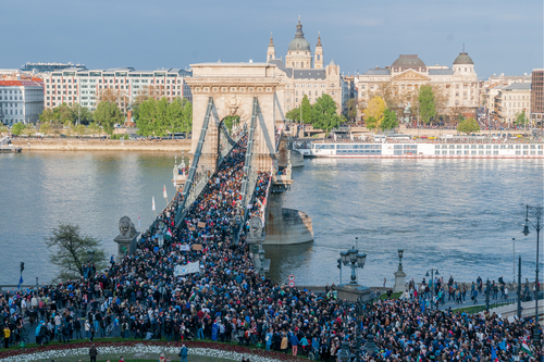 Демонстрация протеста в Будапеште. Фото: fathadam shutterstock