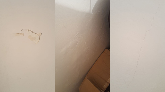 פגמים וסדקים בקיר בדירה בדימונה ()
