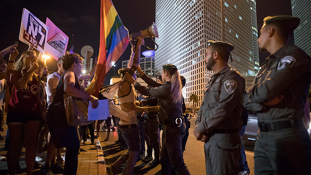 המחאה על איסור אימוץ לזוגות חד-מיניים (צילום: AP) (צילום: AP)