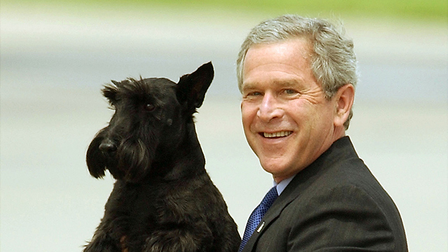 ג'ורג' בוש הבן עם הכלב בארני, 2003 (צילום: gettyimages) (צילום: gettyimages)