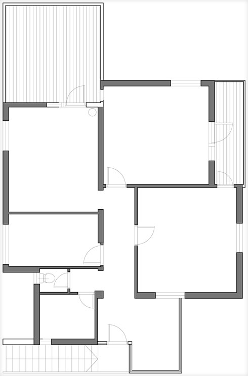 תוכנית הדירה לפני השיפוץ (תוכנית: קורין אדריכלים)