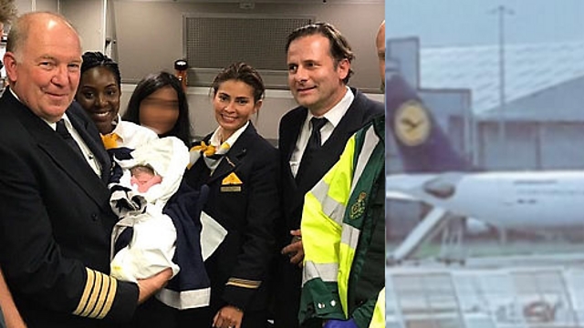 Экипаж Lufthansa с новорожденным 