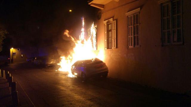 One of the vehicles set on fire