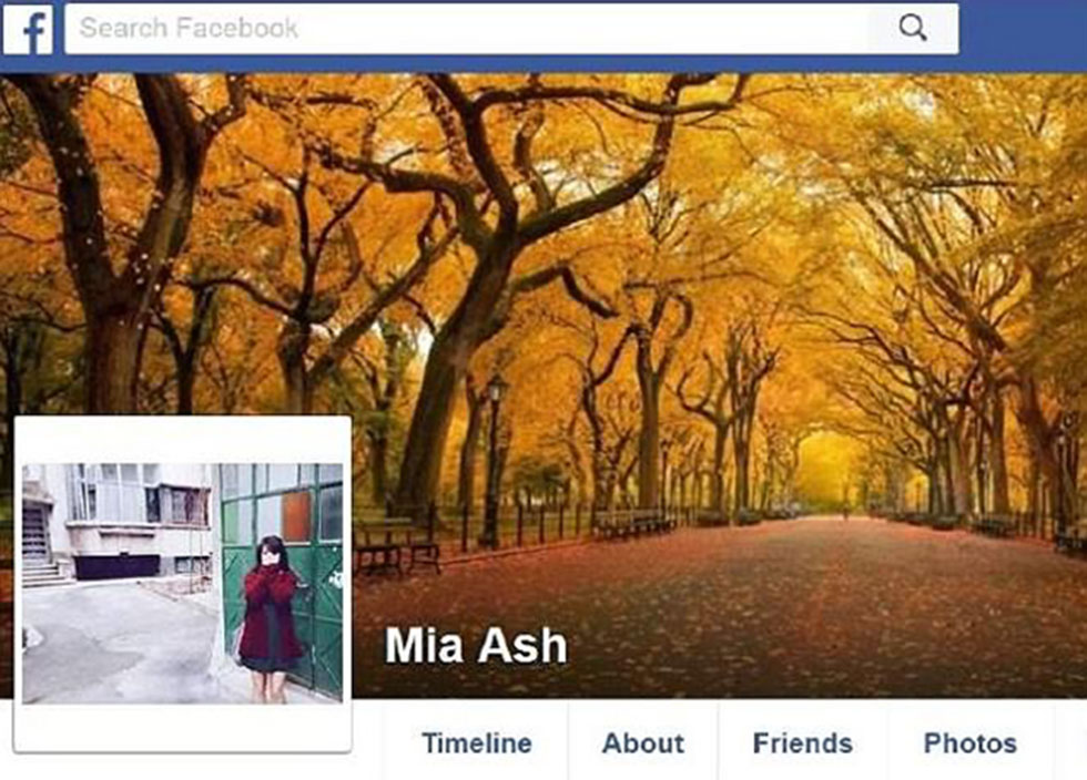 Her Facebook profile page, now deleted