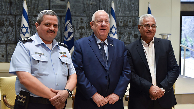 Alsheikh, Rivlin and Mazen Ganim (Photo: Mark Neiman/GPO)