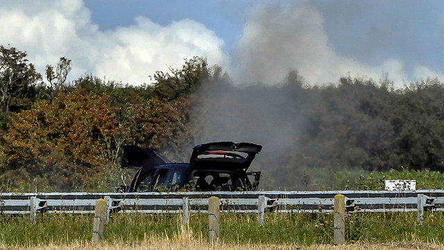 The crashed vehicle following its halt by French security (Photo: AFP)
