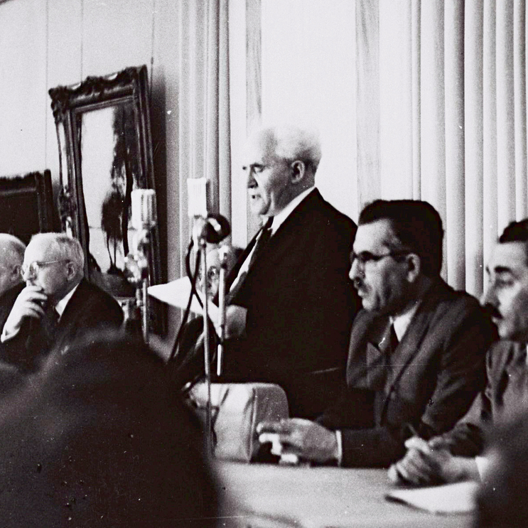 David Ben Gurion declares the independence of the State of Israel.