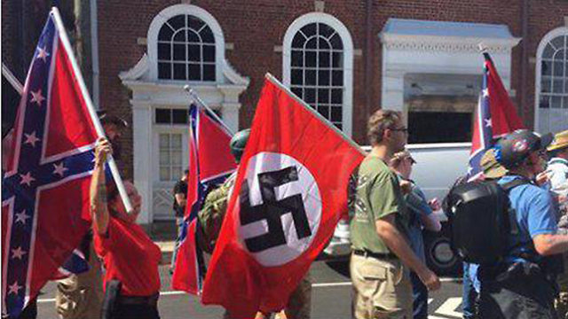 Nazi flags during the alt-right's protests in Virginia.