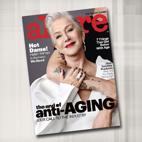 "אנחנו ב-Allure החלטנו להפסיק להשתמש במונח 'אנטי אייג'ינג'". הלן מירן על שער המגזין (צילום: Scott Trindle)
