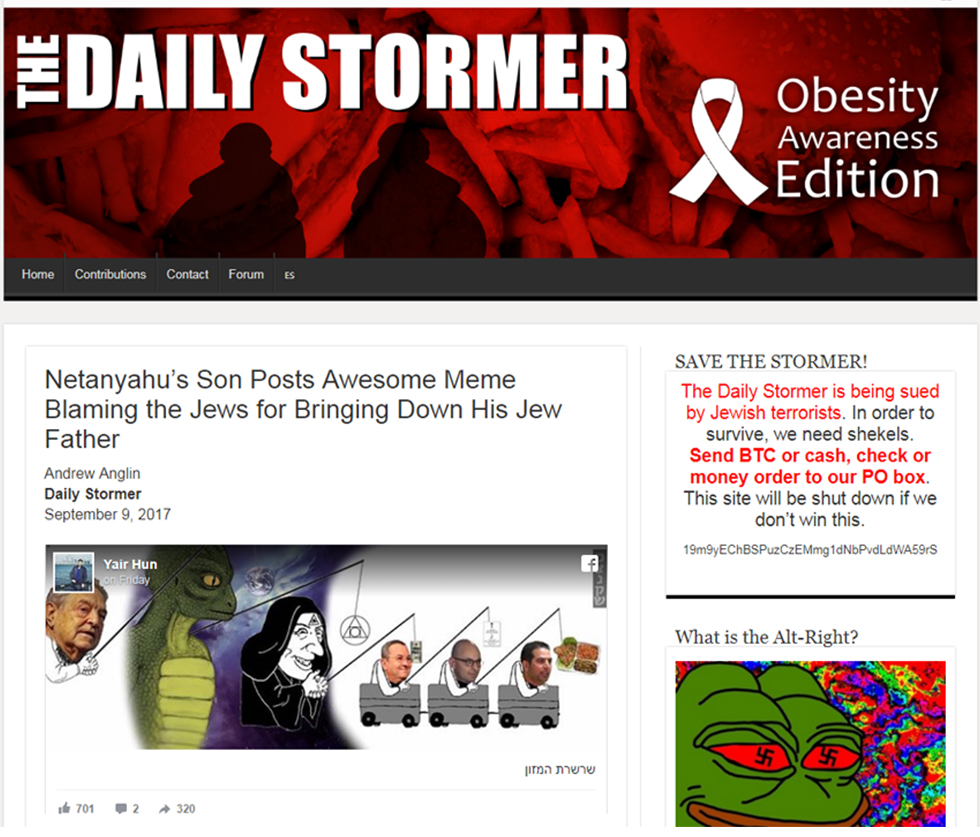 Neo-Nazi website The Daily Stormer's headline