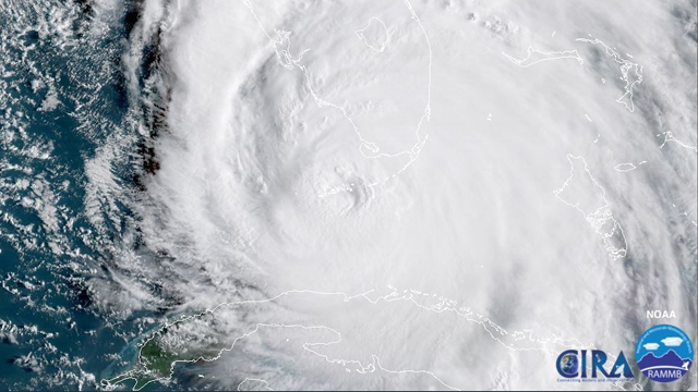 Nasa satellite picture of Irma hitting Cuba and Florida