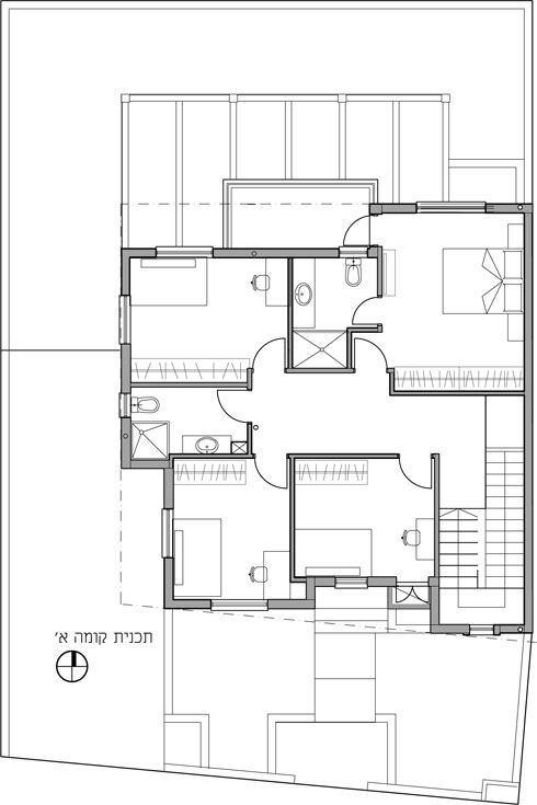 קומת חדרי השינה תוכננה כך שבעתיד תוכל להפוך לדירה נפרדת (תכנית: אדריכלית הדר חסיד סופר)