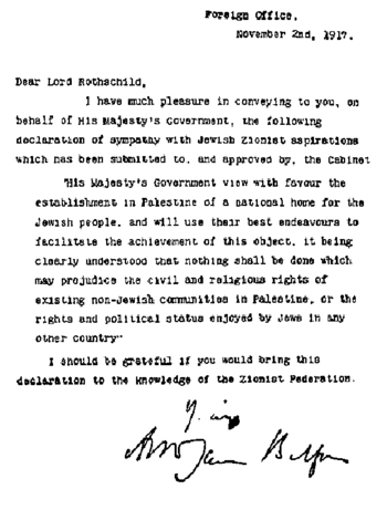 The Balfour Declaration 