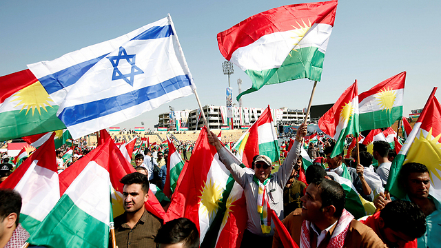 דגל ישראל בעצרת תמיכה בעצמאות כורדיסטן, ארביל (צילום: רויטרס) (צילום: רויטרס)