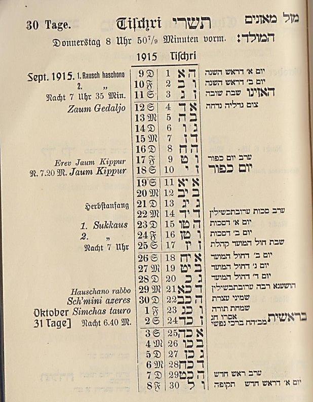 לוח שנה לשנת תרע"ו. המבורג, 1915 (צילום: באדיבות הספרייה הלאומית)