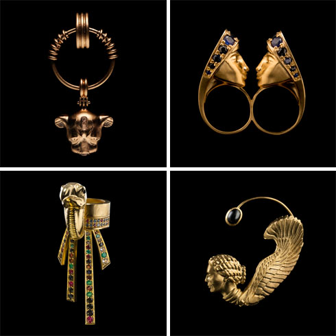 "פריטי האמנות שאני עושה והתכשיטים שאני מעצבת הם בהשראת מסופוטמיה ומצרים הקדומה, ועשויים בצבעוניות של הרבה זהב ושחור, ובחרתי שלא להקיף את עצמי בהם בתוך הבית" (צילום: כפיר זיו)