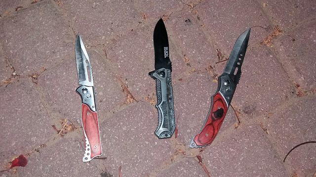כמה מהסכינים שאותם נשאו הנערים (צילום: דוברות המשטרה) (צילום: דוברות המשטרה)