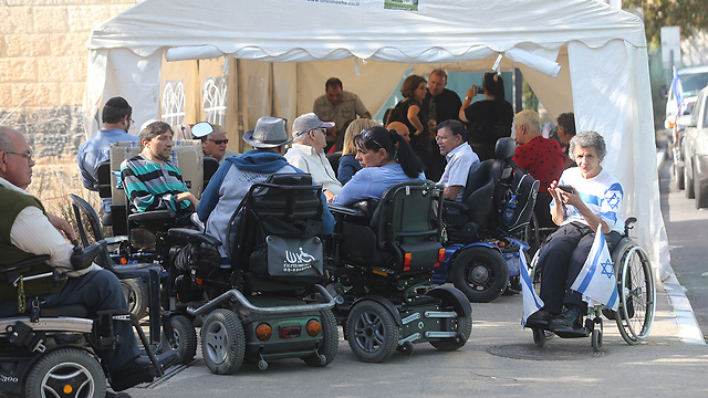 The newly erected disabled protest tent will be manned 24 hours a day (Photo: Alex Kolomoisky)