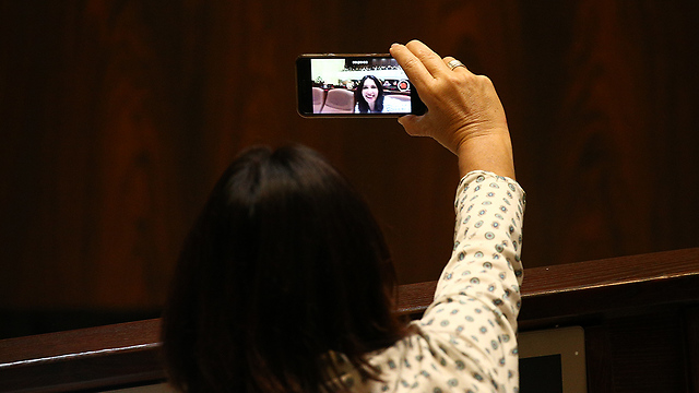 Minister Regev, seen here taking a selfie, said Rivlin was 'biting the hand that fed him' (Photo: Ohad Zwigenberg)
