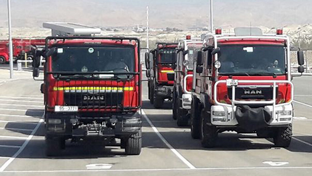 Jordanian firefighters participating in the exercise (Photo: the Firefighting and Rescue Commission)