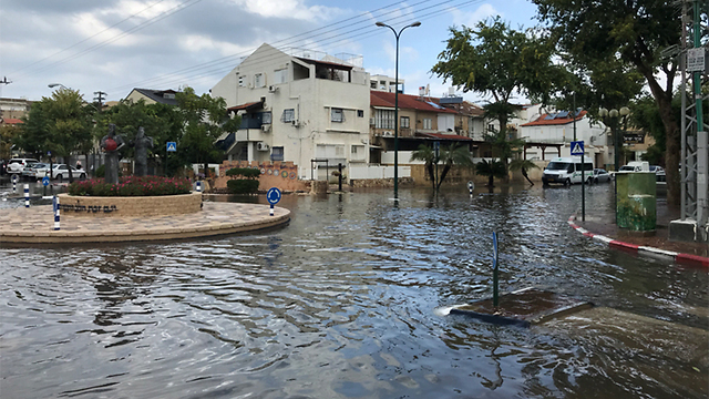 Flooding in Kiryat Motzkin (Photo: Nimrod Bruner)