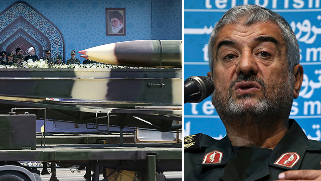 Иранские ракеты и командующий КСИР Мохаммед Али Джафари. Фото: AP