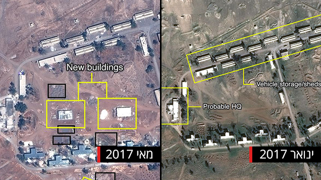 הבסיס האיראני שהוקם בסוריה (צילום: Digital Globe, McKenze intelligence Services ,BBC) (צילום: Digital Globe, McKenze intelligence Services ,BBC)