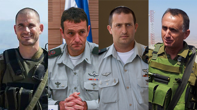 From left to right: Lt. Col. Neria Yeshurun, Maj. Gen. Herzi Halevi, Lt. Col. David Shapira and Maj. Gen.Tamir Hayman (Photo: IDF Spokesperson's Unit, Ohad Zwigenberg and Yoav Zitun)