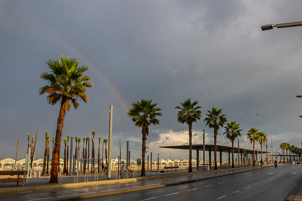קשת בענן בחוף תל אביב (צילום: מושיק שמע ) (צילום: מושיק שמע )