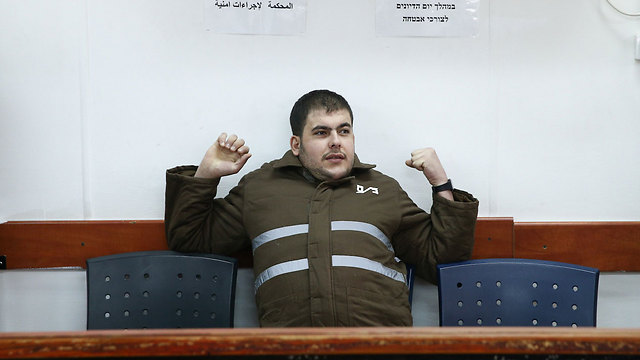 Terrorist Malek Hamed in court (Photo: Ohad Zwigenberg)