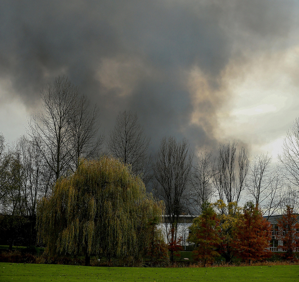 שריפה גדולה במפעל הוופלים (צילום: EPA) (צילום: EPA)