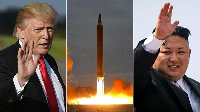 "לחזק את המוכנות". טראמפ, קים והטיל ששוגר בשבוע שעבר (צילום: AFP, EPA) (צילום: AFP, EPA)