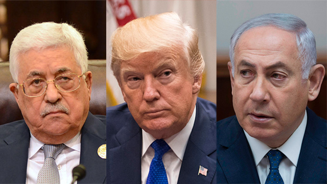 L-R: PA President Abbas, President Trump and PM Netanyahu (Photo: AFP, EPA)