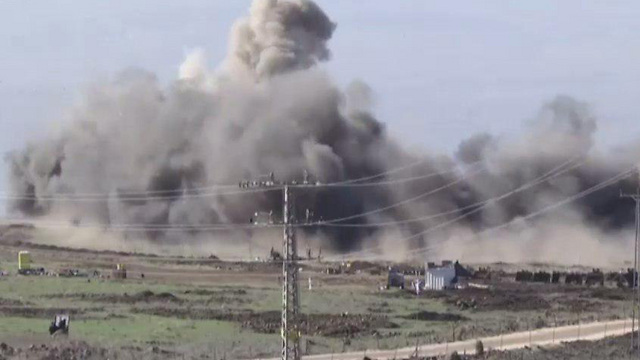 פיצוץ מבוקר של שדה מוקשים רמת הגולן (צילום: לע