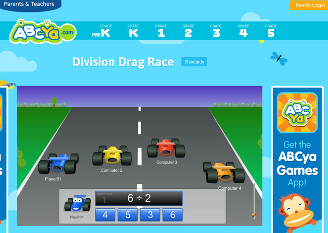 מתוך משחק "מירוץ מכוניות" (צילום: מתוך abcya.com)