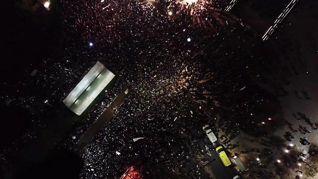 Aerial view of the demonstration (Photo: Meni Naftali)