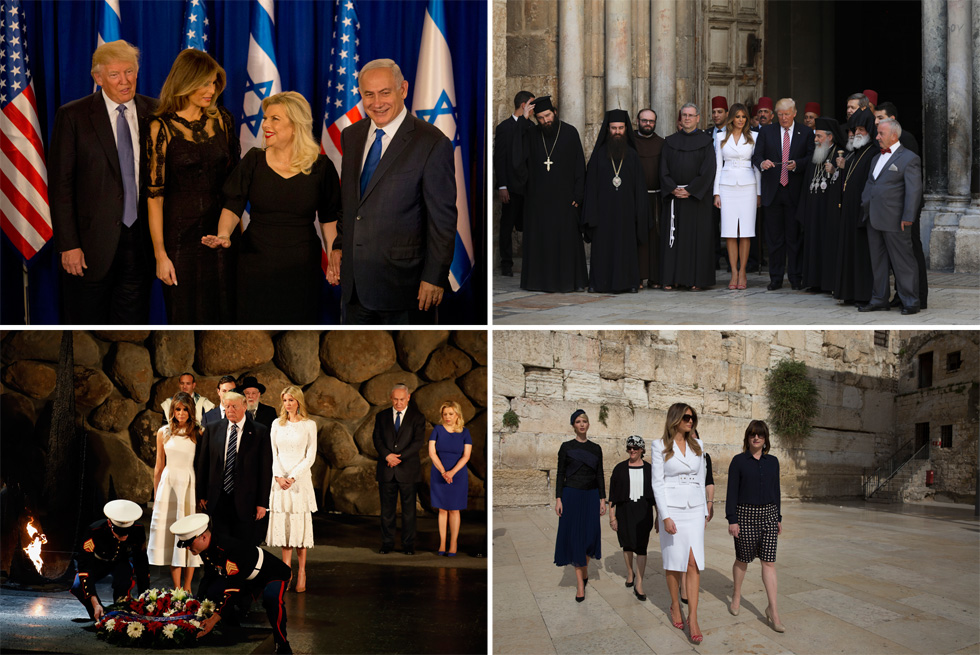 הביקור הנשיאותי בישראל כלל שלל בגדי מעצבים, ובהם מייקל קורס, רוקסנדה אילינצ'יץ' ואוסקר דה לה רנטה (צילום: AP)
