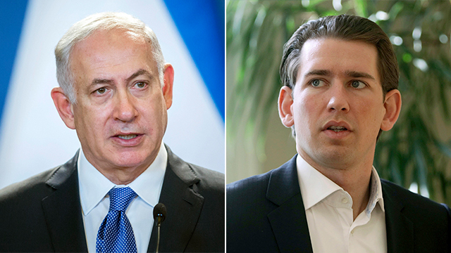 PM Netanyahu and Chancellor Kurz (Photo: AP)