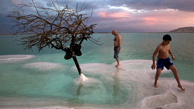 רוחצים בים המלח ליד עין בוקק, ישראל (צילום: EPA) (צילום: EPA)