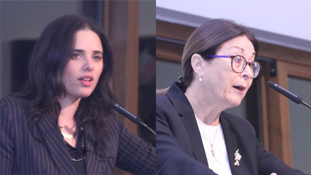 Justice Minister Shaked (L) and Chief Justice Hayut presented their opposing views on the judiciary (Photo: Zohar Shachar)