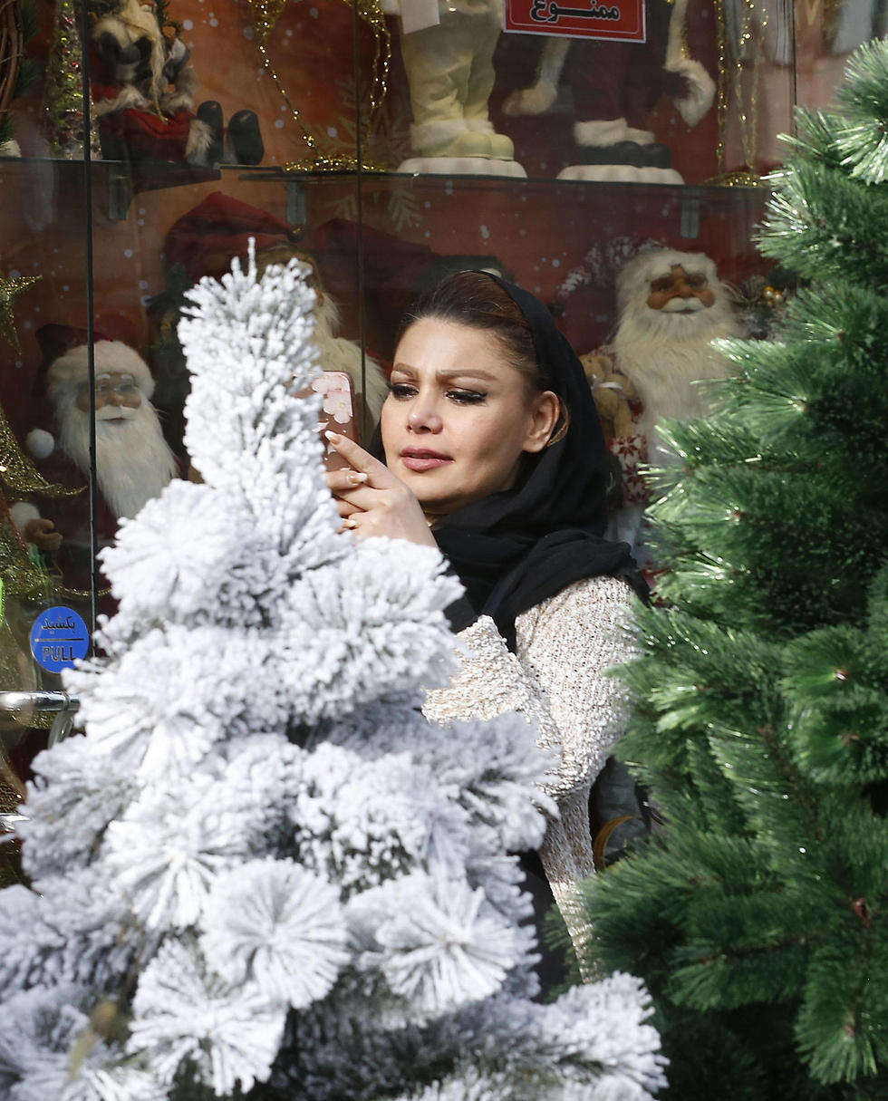 איראן: מוכרת בחנות עם עץ חג המולד בטהרן (צילום: AFP) (צילום: AFP)