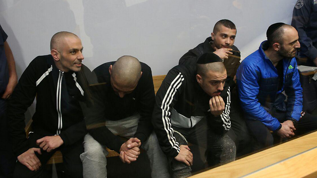 Amouyal and the other defendants in court (Photo: Motti Kimchi)